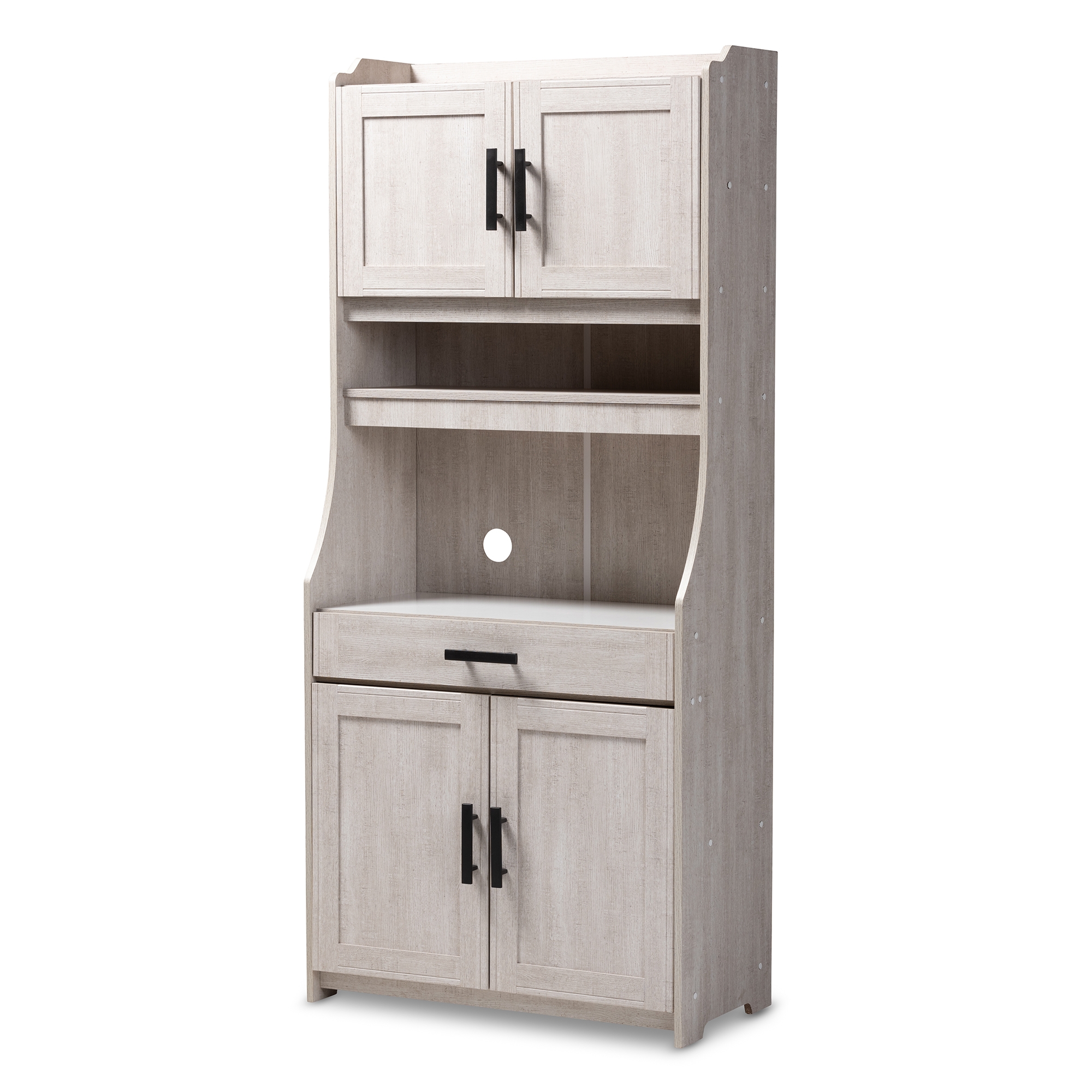 Baxton Studio Portia Modern and Contemporary 6Shelf WhiteWashed Wood